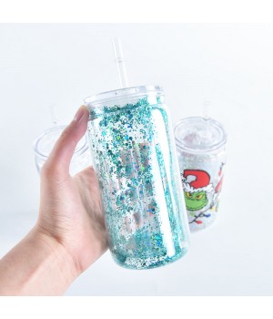 Acrylic So 16oz Sublimation Glass Cup Mugs Plastic Beer Glass Transparent with PP Lid and Straw Unbreakable Plastic Party OEM