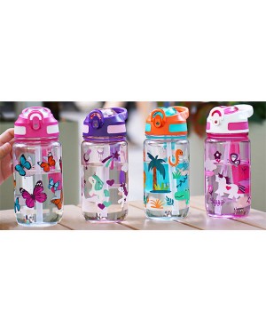 Transparent Cute Baby PC Water Bottle BPA-Free Plastic Sipper Cup Straw Fancy Kid's School Drinking Bottle Customised Sippy Cup