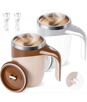 2025 Upgrade Reusable Coffee Mug Rechargeable Electric Self Stirring Coffee Mug Rotatable Metal Coffee Mugs High Speed Mixing