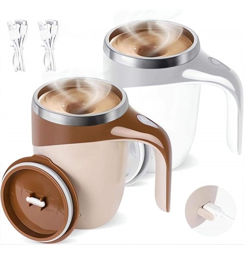 2025 Upgrade Reusable Coffee Mug Rechargeable Electric Self Stirring Coffee Mug Rotatable Metal Coffee Mugs High Speed Mixing