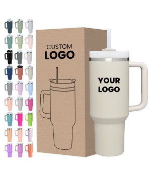 Custom 40Oz 40 Oz H2.0 H1.0 Tumbler Stainless Steel Outdoor Mug Double Wall Vacuum Travel Mugs Wine Tumbler With Handle