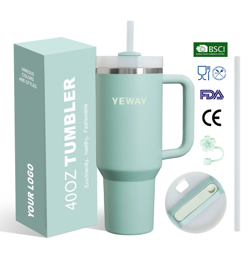 Yeway Wholesale Custom Logo 40Oz Tumblers With Handle Leak-Proof Lid And Insulated Coffee Mug 304 Stainless Steel Travel Mug