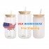 USA Warehouse stocked 16oz 25oz Clear Frosted Sublimation Blanks Glass Mason Jar Beer Can Glass Cup With Bamboo Lid And Straw