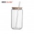 IKOO glass ice coffee cup with straw and lid