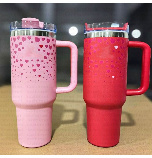 Factory Newest Custom 20 30 40 oz Valentine's Day Tumbler with Handle and Straw Stainless Steel Insulated Coffee Cups Gifts