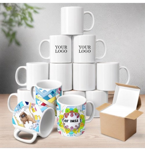 Wholesale Custom Logo Promotion Porcelain Mug Sublimation Blank Unique Luxury Christmas Tea Cup Mugs 11oz Ceramic Mugs