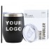 Custom logo powder coated 12 oz vacuum insulated stainless steel egg shape wine cups tumbler 12oz with sliding lid