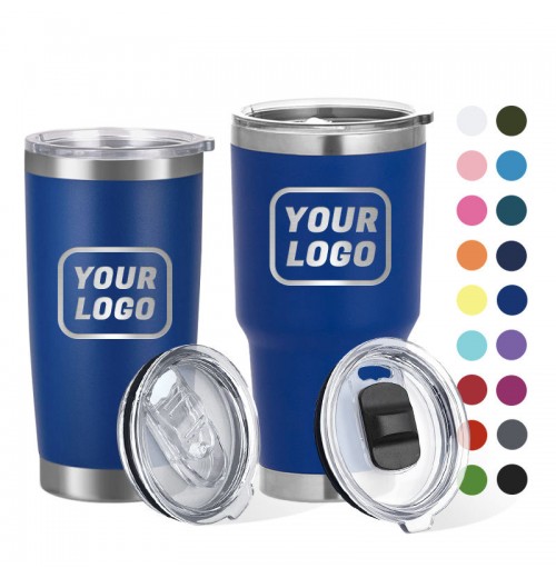 Custom Logo 20oz 30oz Stainless Steel Travel Coffee Mug Double Wall Regular Vacuum Powder Coated Insulated Tumbler With Lid