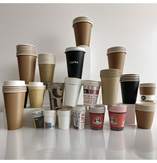 Disposable 4/8/9/10/12 oz Biodegradable Paper Cups Printed Logo Single Wall Hot Drink Cups Parties Takeaways Weddings Office Use